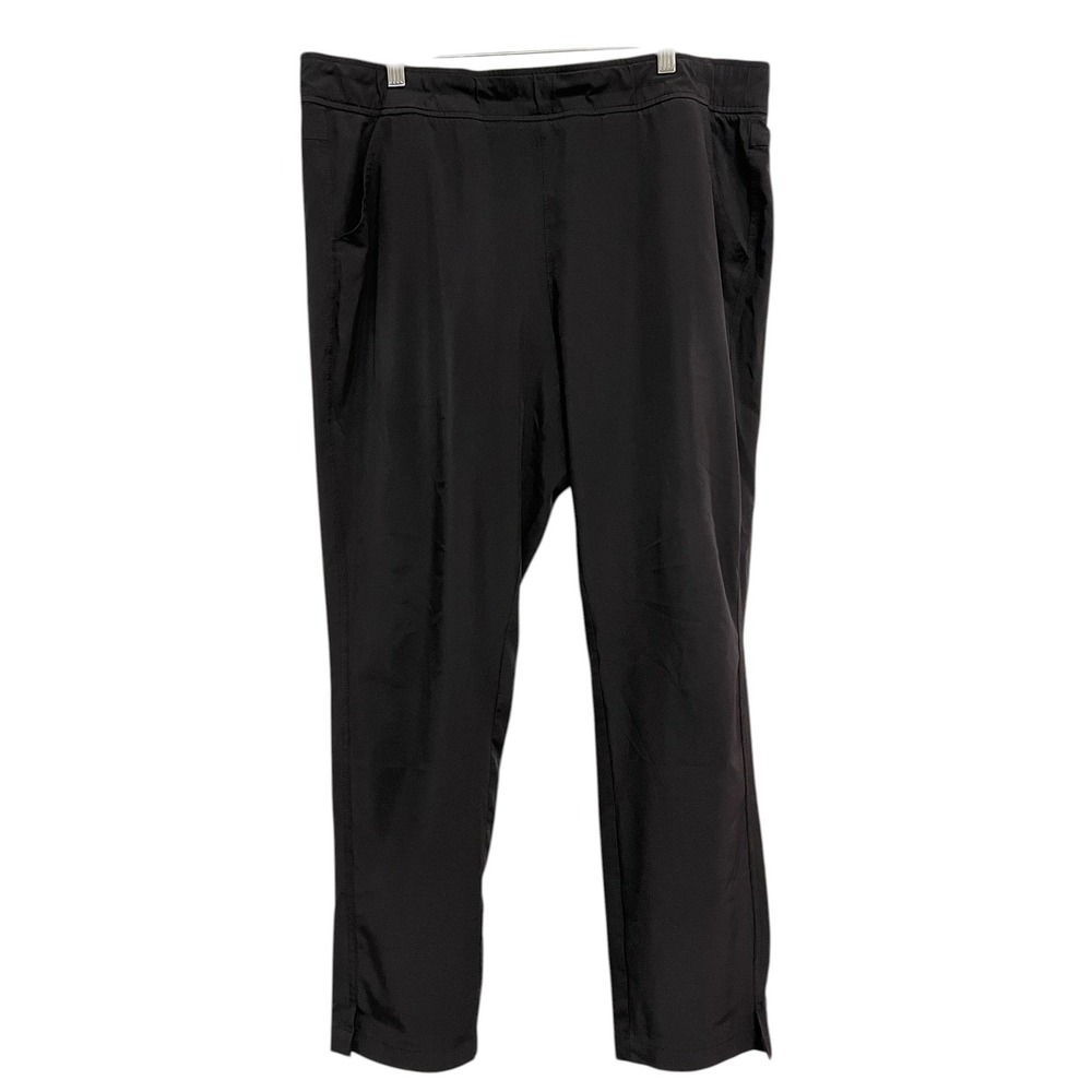Eddie Bauer Performance Pants Womens L Black Hiking Stretch Slit Hem Lightweight